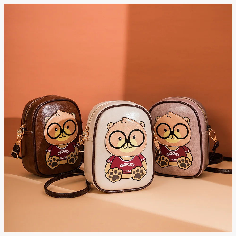 

Beibaobao New Fashionable Mobile Bag Women's Casual Versatile Cartoon Bear Single Shoulder Crossover Classic Bag