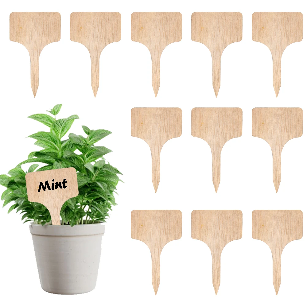 10/20/30pcs Wooden T-Type Plant Label Garden Pot Seed Herb Flower Sign Insert Card Handwritten Landscape Sign