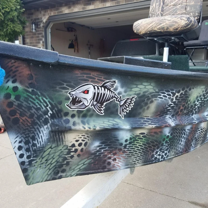 1 زوج الأسماك الهيكل العظمي قارب ملصق مقاوم للماء DIY بها بنفسك كاياك قارب صيد الزورق سيارة شاحنة واقية من الشمس ملصق حائط من الفينيل تعديل ديكور