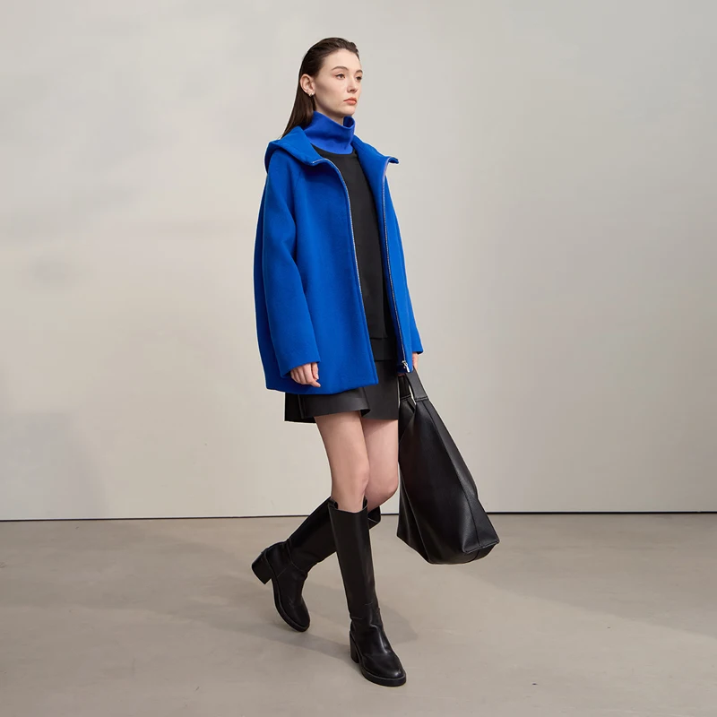 AMII Damskie Bluzy 2025 Zima Nowa Bluza z Golfem Długi Rękaw Damska Bluza Dzianinowa Haftowana Uniwersalna Bluzka Damska 12543177