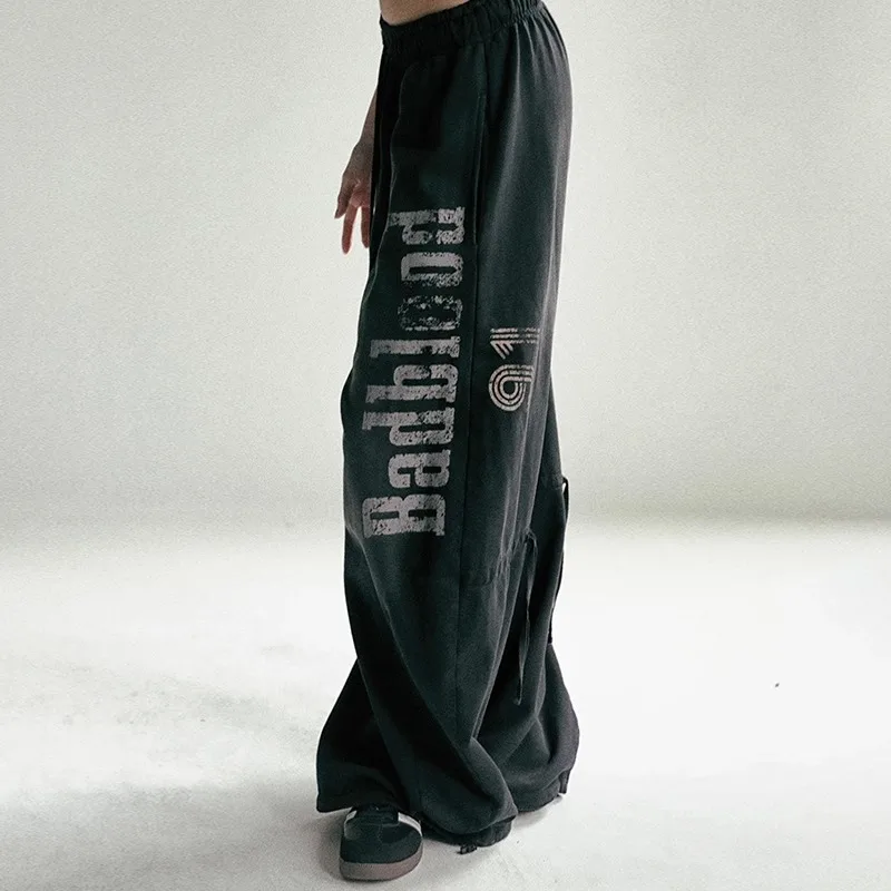 Badblood Sweatpants Korea Retro Casual Pants Women Loose Washed Badblood Sweatpants Korea Retro Casual Pants Women Loose Washed