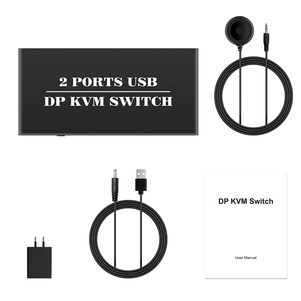 2x1 DP USB KVM Switcher KVM Dual-port DisplayPort KVM Switch 2 Port 8K 30Hz 4K60hz  2 in 1 out mouse&keyboad supported