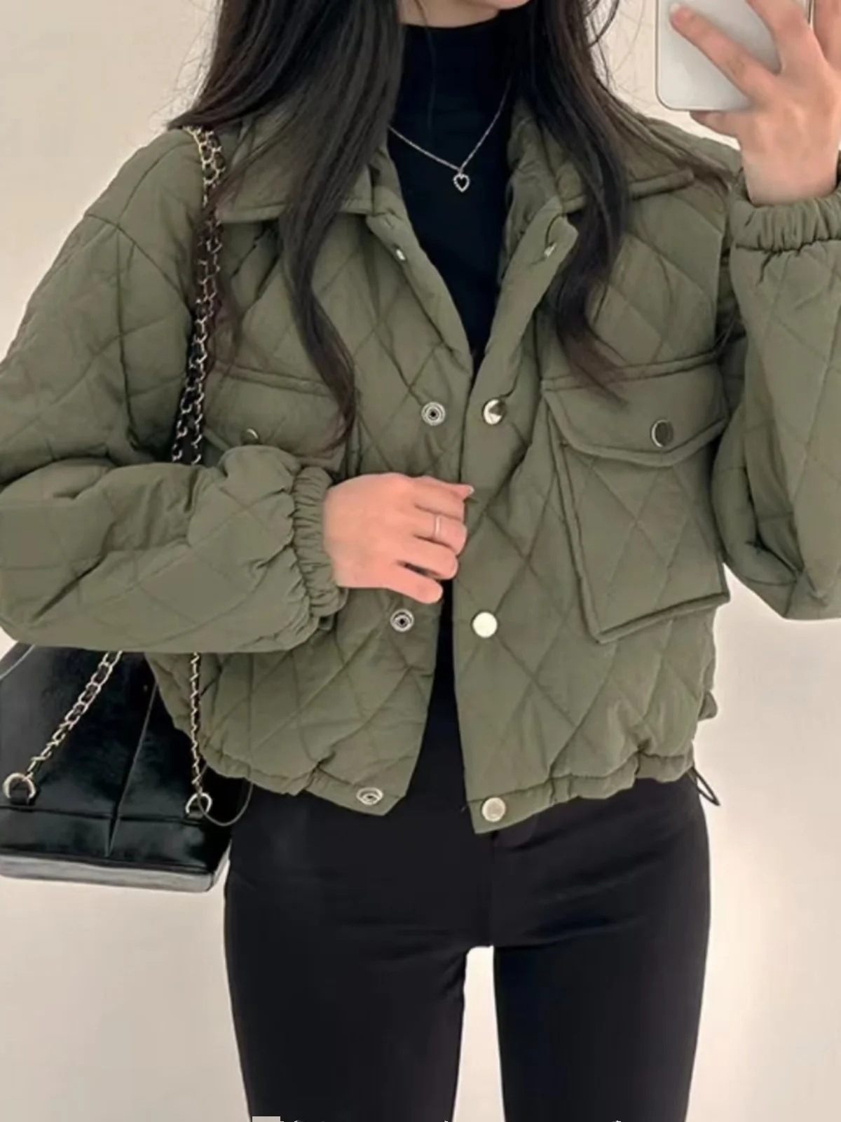 

Ретро-шик: осенне-зимнее хлопковое пальто для женщин с завязками на талии, короткое стеганое, с воротником, в корейском стиле, приталенное, с длинными рукавами