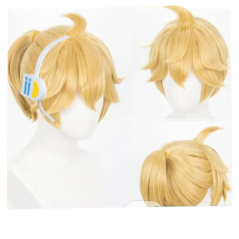 

Высокое качество Mikuu Rin Len косплей парик короткие золотые термостойкие синтетические волосы аниме косплей парики
