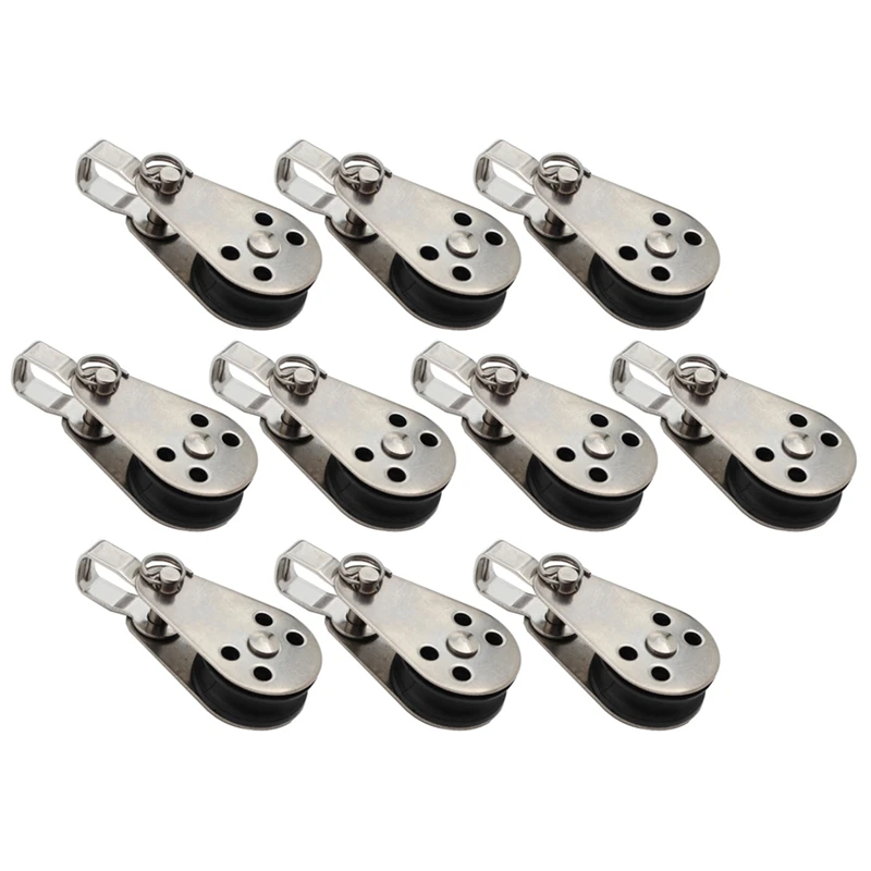 10 PCS Marine Boat Pulley Blocks Rope Stainless Steel 316 Kayak Canoe Anchor Trolley Kit Nylon Pad Eyes Boat Accessories