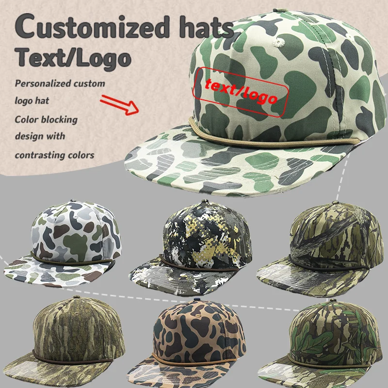 New Custom Logo Spring Summer Camouflage Flat Brim Quick Dry Baseball Cap Men and Women Outdoor Sunshade  Adjustable Trucker Hat