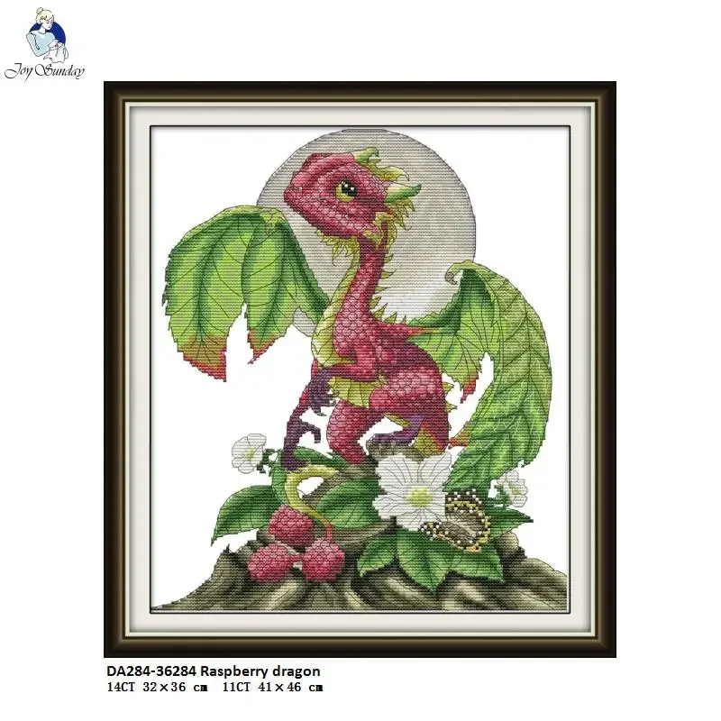 Raspberry Dragon Counted Print On Canvas DMC 14CT 11CT Cross Stitch kits, Embroidery Needlework Set, Hand Made Crafts Home Decor
