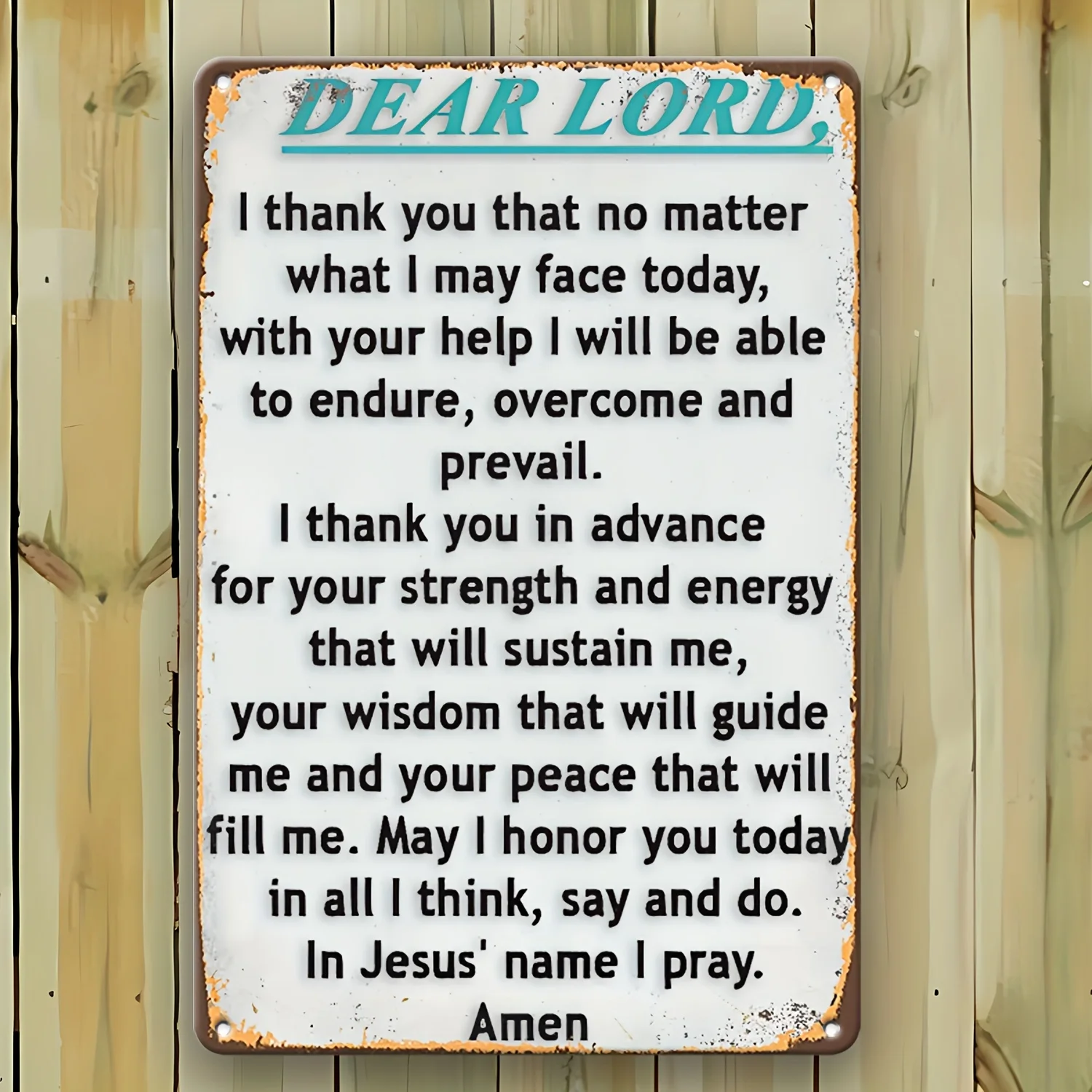 2D Flat, 1pc Vintage Christian Prayer Plaque - Dear Lord Prayer Wall Decor with Thank You Jesus Quote, Rust-Proof Metal Religiou