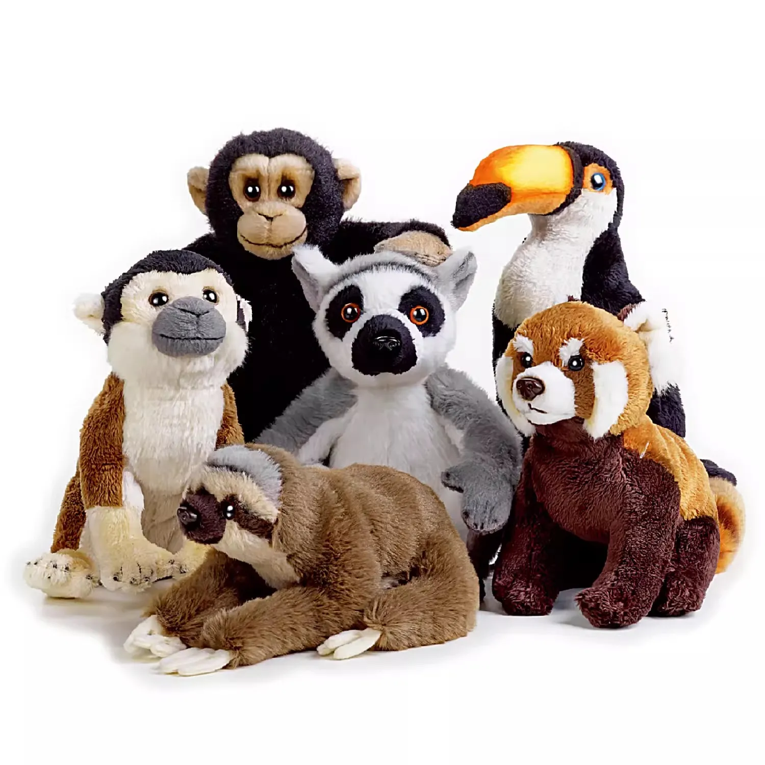 

Simulated Animal Lemur Monkey Chimpanzee Toucan Bird Folivora Lesser Panda Wild Nature Zoo Plush Toy Stuffed Doll Boy Girl Gift
