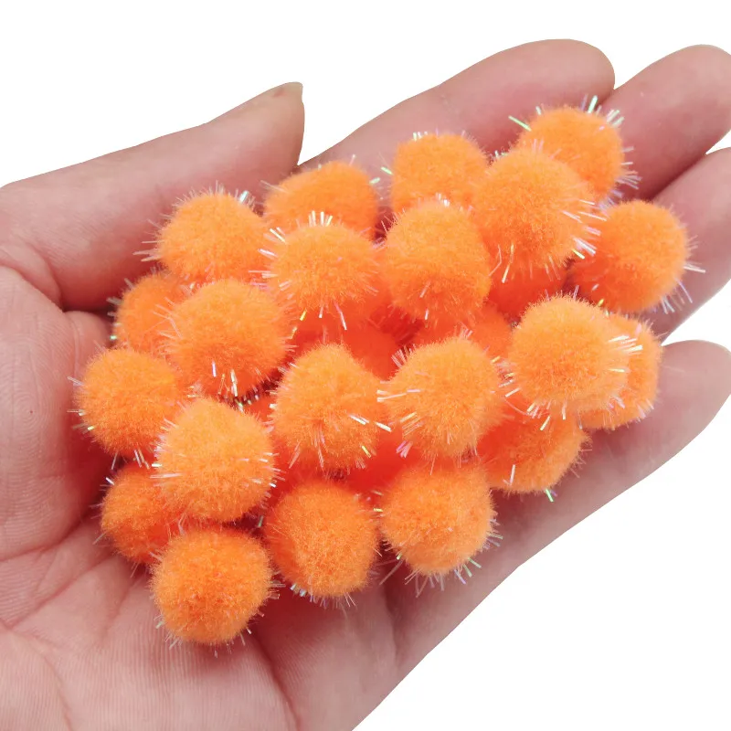 50PCS Christmas Hat Decoration Children\'s Educational Toys Manual Materials Glitter Powder Wool Ball DIY Handmade Accessories