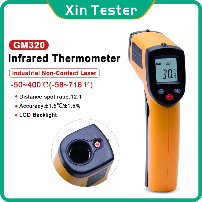 Xin Tester Digitale Infrarood Thermometer GM320 Non Contact Infrarood Temperatuur Pyrometer Ir Laser Point Gun -50 ~ 400 ℃