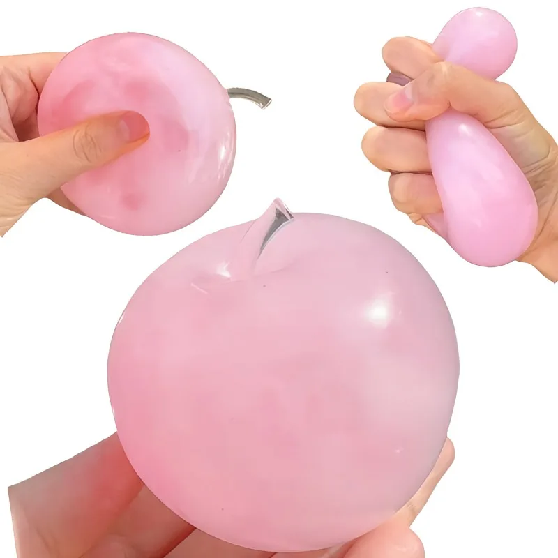 Squishy Apple Stress Ball Clear Maltose Fidget Toy Non-Bounce Ball ADHD Sensory Toy Anti-Stress Toy for Friends Hand Exercise