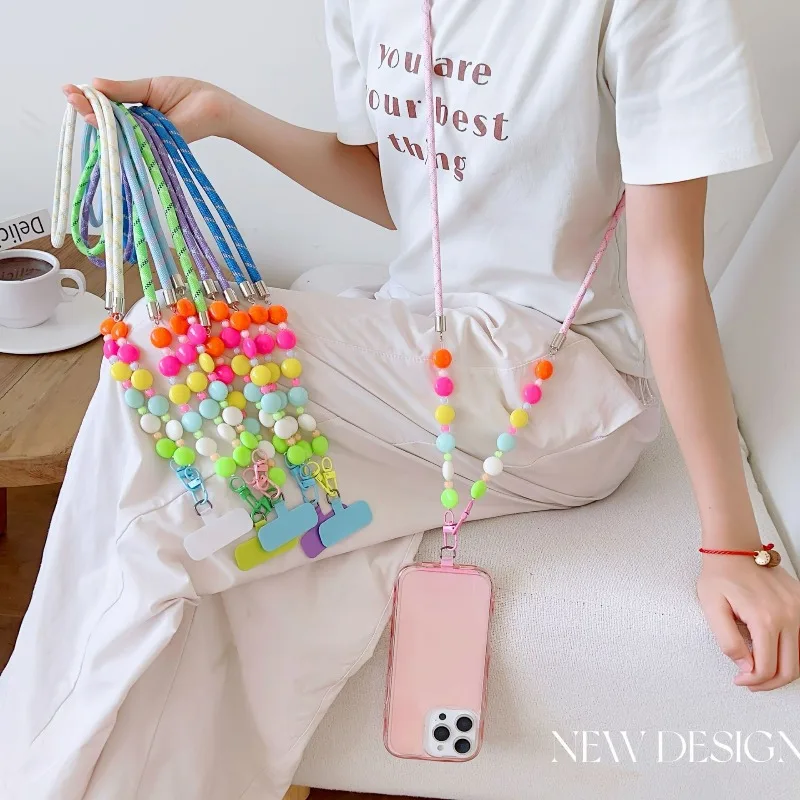 

Красочный круглый бисерный ремешок для телефона, модная цепочка для сумки на вынос