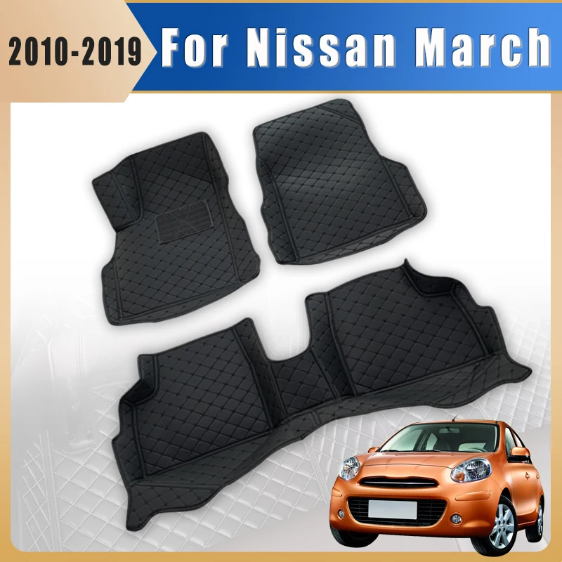 Car Floor Mats Trunk Carpets For Nissan March 2019 2018 2017 2016 2015 2014 2013 2012 2011 2010 Auto Accessories Waterproof Rugs