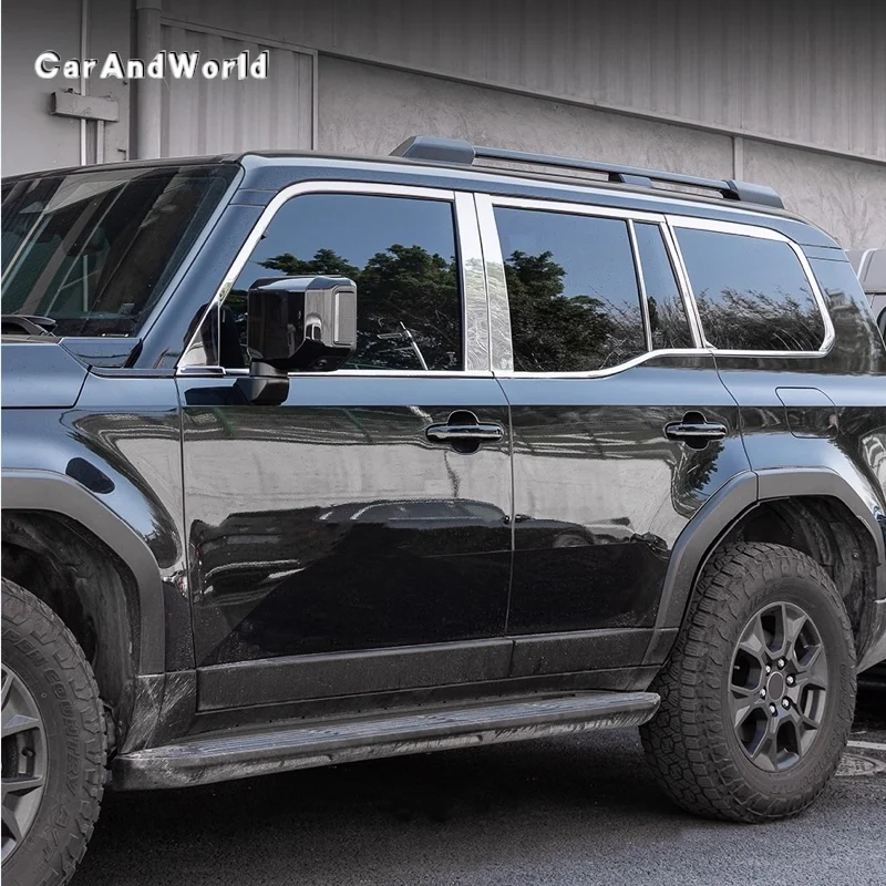 

For Lexus GX550 2024-2026 Stainless Steel Body Car Door Upper Window Pillar Lower Column Kit Strip Trims Moulding Accessories