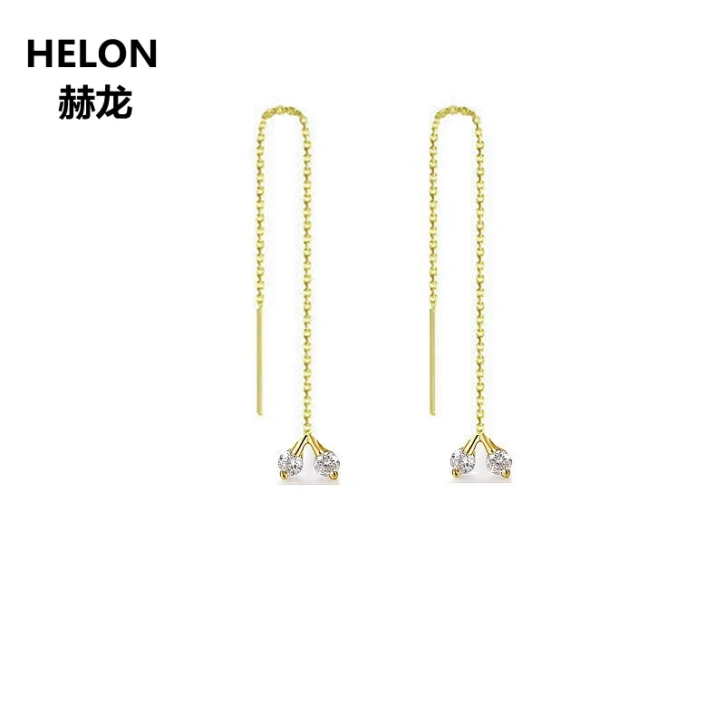 

Trendy SI/H 100%Natural Diamonds Drop Earrings Solid 18k Yellow Gold Engagement Wedding Women Earrings Unique Chain Earrings