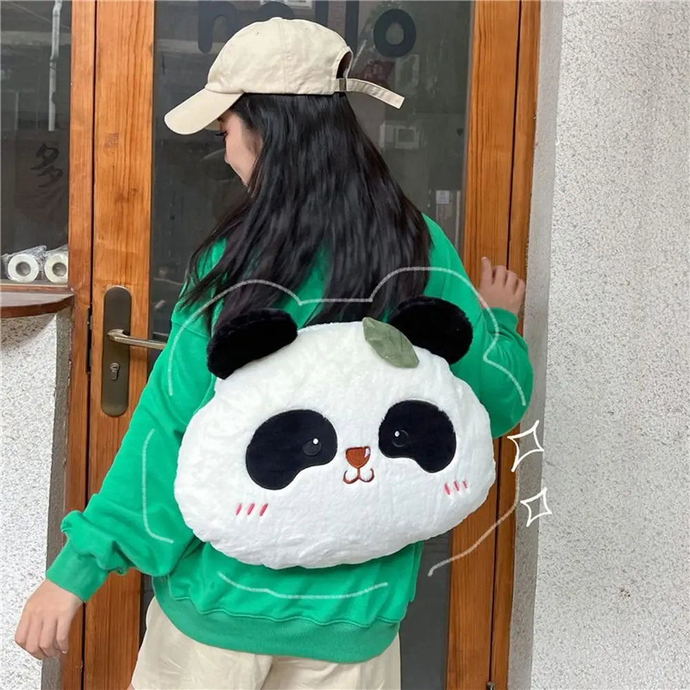 Plush Panda Backpack Korean Style Animal Students School Bag Crossbody Bag Large Capacity Cartoon Messaage Bag Shopping