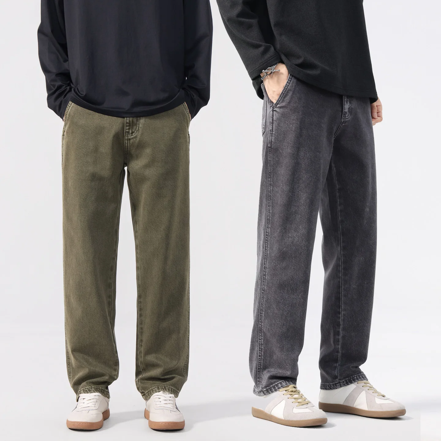 Plus Size Straight Jeans Men Streetwear Fashion Vibe Loose Casual Plus Size Vintage Washed Denim Jeans Pants Trousers