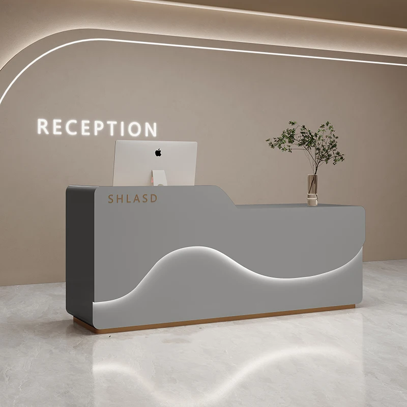 

Executive Modern Reception Desk Shop Cashier Store Simplicity Bright Desk Front Checkout Modern Commercial Office Furniture