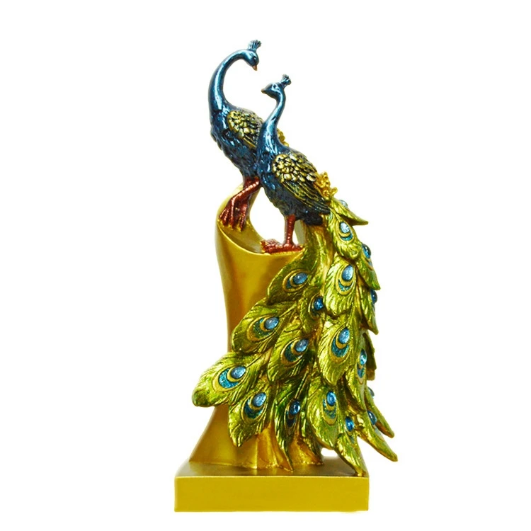 1Pc Peacock Ornament Creative Stylish Chic Fashion Resin Craft Adornment Peacock Home Decoration Ornament