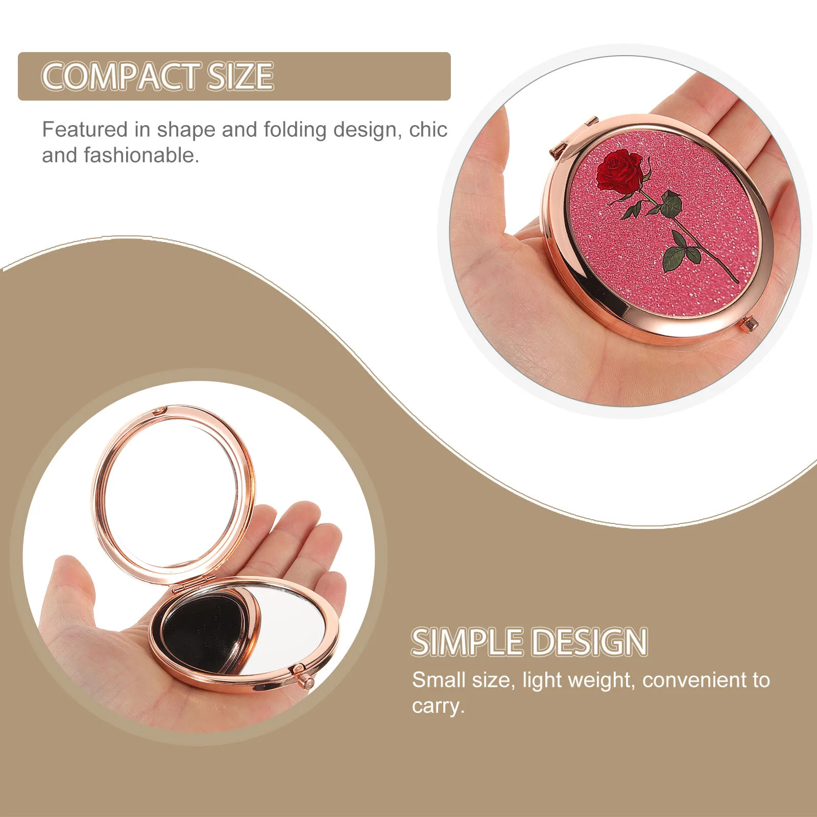 1Pcs Compact Makeup Mirror Premium Foldable Round Mini Mirror for Travel Handbag Pocket Use Silver 10X