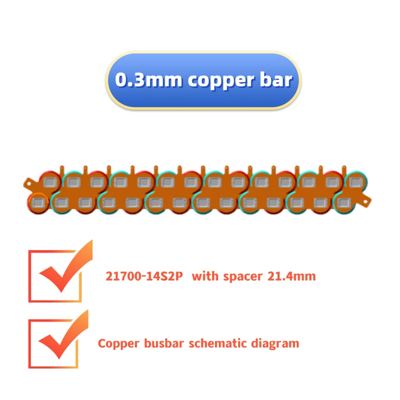 Copper-Nickel Strips 0.3mm Width 21.4mm Spacing for Puncron21700-14S2P Copper Busbar RC Electric Module Battery Supply 5SETS