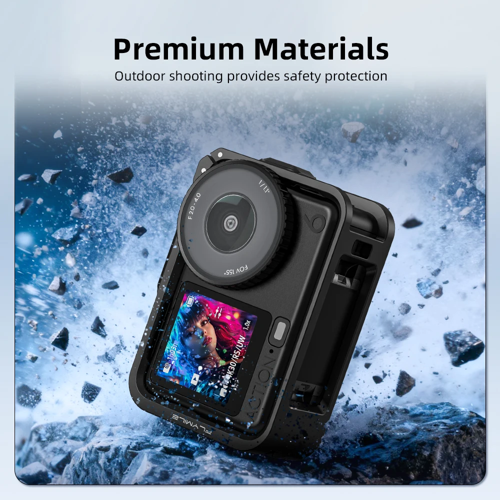 Flymile Handgriff-Set für DJI Osmo Action 6 mit Metallkäfig-Auslöseknopf Street Grip Creator Fotografie-Zubehör – Detail 6