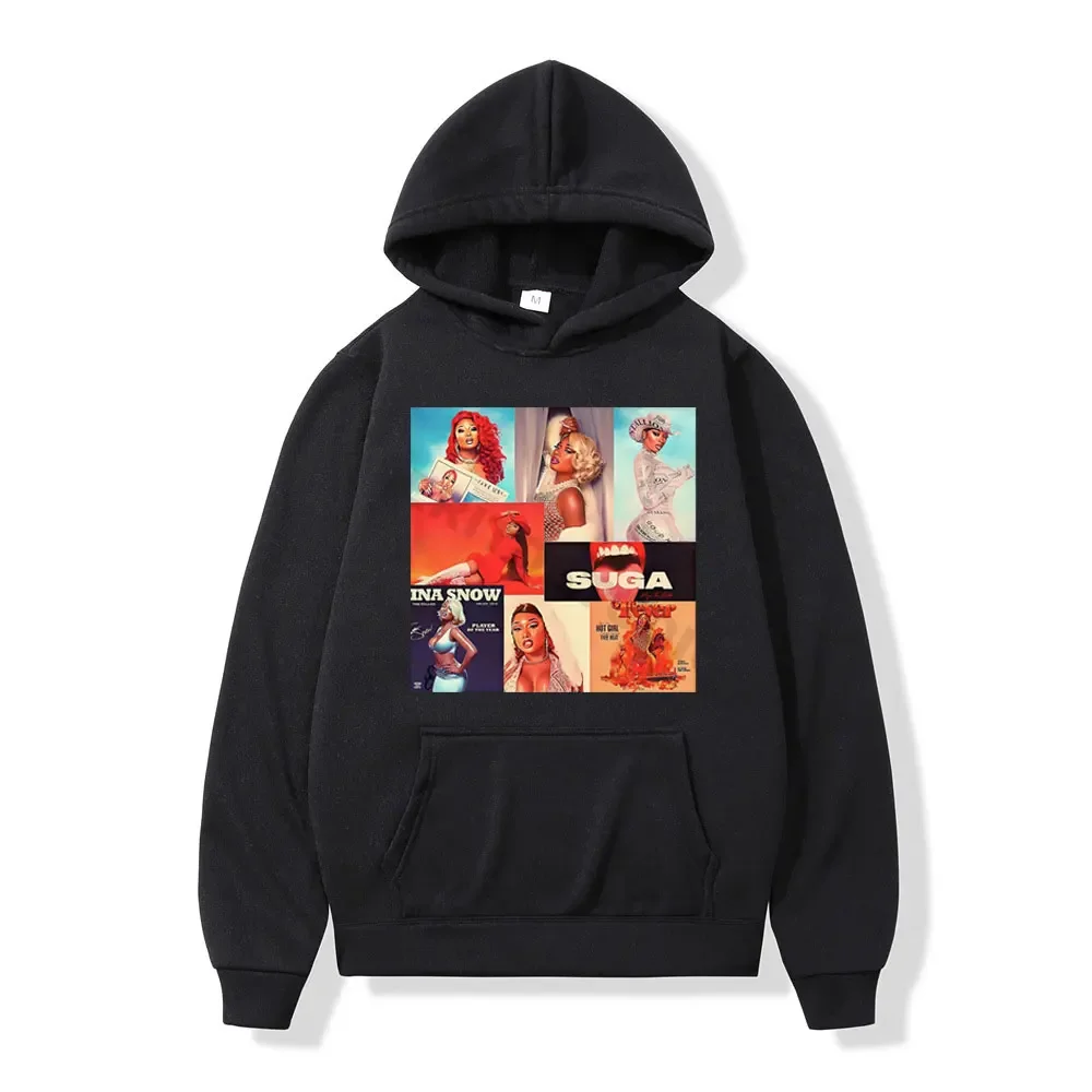 

Singer Megan Thee Stallion Print Hoodies High Street Fashion Vintage Hooded Sweatshirts Trend Hip Hop Oversized Pullovers Unisex