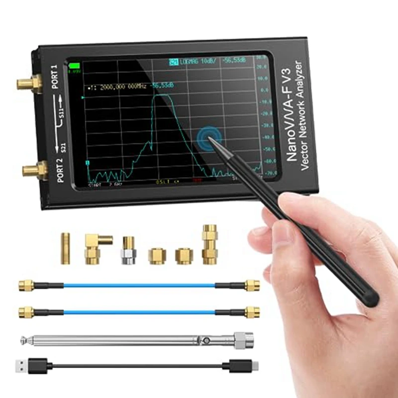 New Upgraded 6Ghz Nanovna-F V3 Vector Network Analyzer 4.3 Inch HF VHF UHF VNA Antenna Analyzer Tester Measures 801 Scan Points