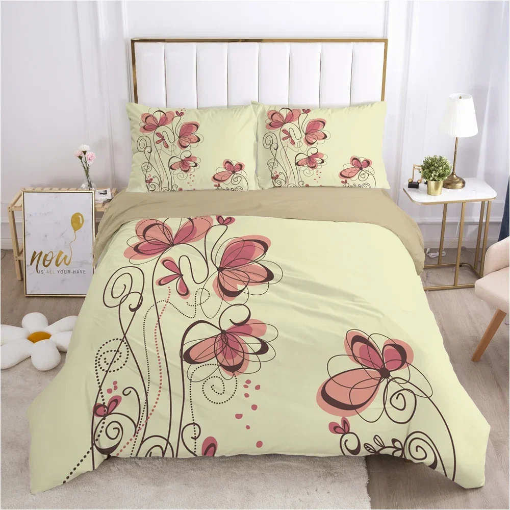 Bedding Set Duvet Cover Pillowcases Comforter/Quilt/Blanket Cover Luxury 3D HD Quality Printed Reactive Queen Single Leaf