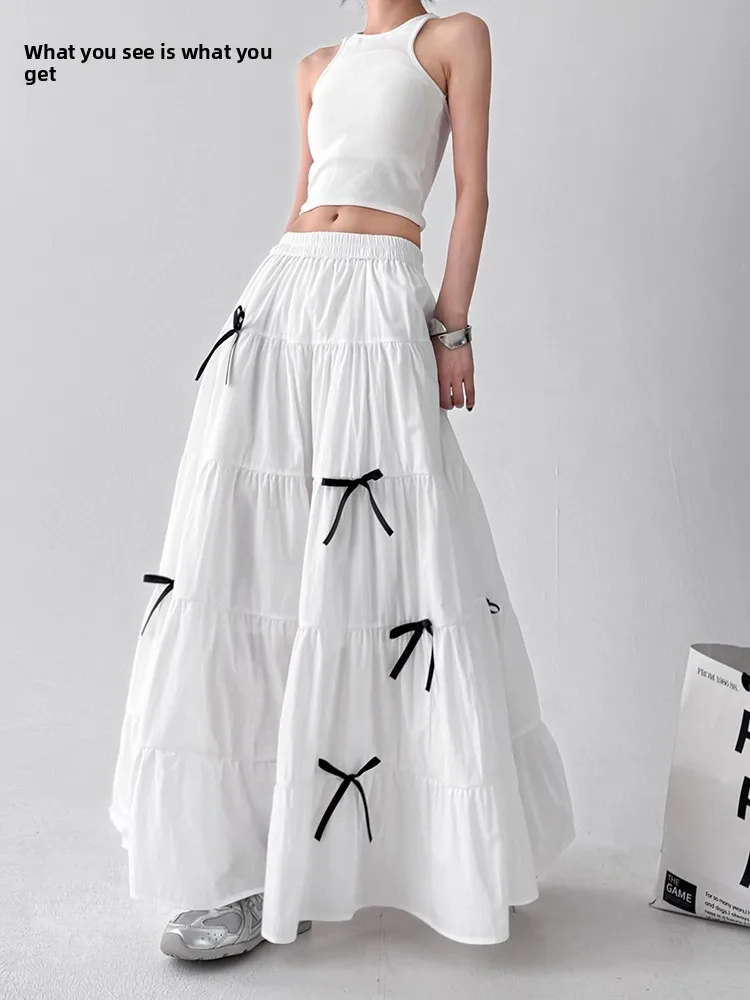 

Новая летняя юбка трапециевидной формы с высокой талией, женские утягивающие длинные юбки с пышным подолом и узлом, юбки из смеси хлопка из полиэстера