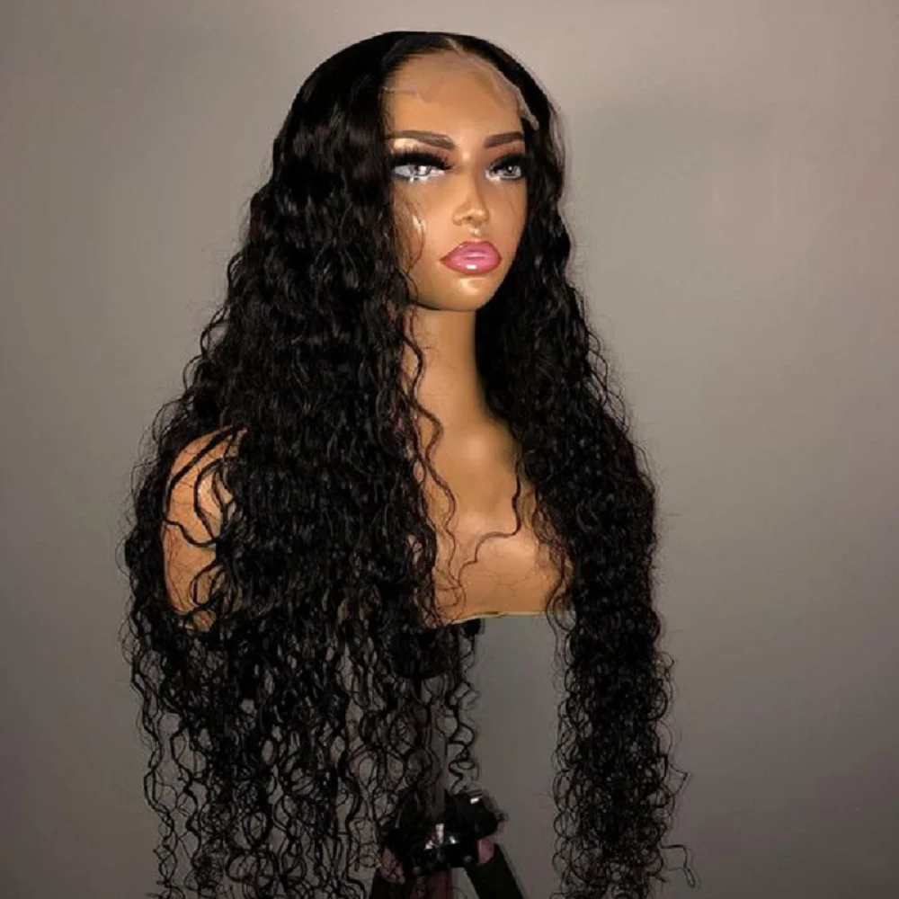 

Soft Black Long 26Inch180%Density Kinky Curly Preplucked Glueless Lace Front Wig For Black Women With Babyhair Daily Cosplay