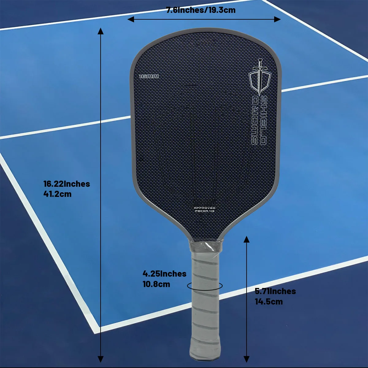 مجداف Sword & Shield J2NFT Pickleball OEM، متعدد الكثافة لجميع الطاقة الإسفنجية، والتدور، ومجداف التحكم