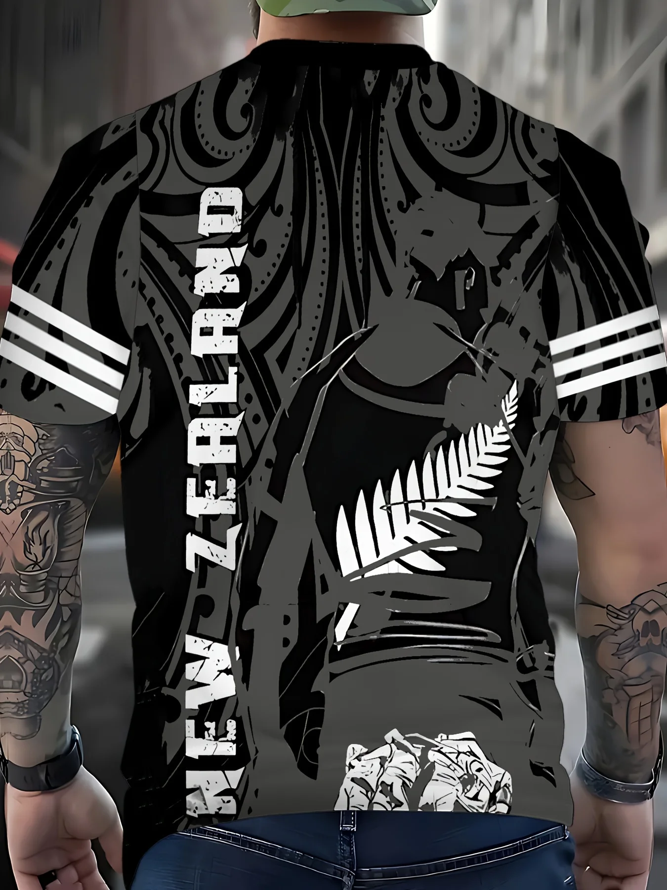 Men's Slim-Fit 3D-Print T-Shirt with New Zealand Māori Tribal Pattern – Short-Sleeve Crew-Neck Casual Top for All Seasons
