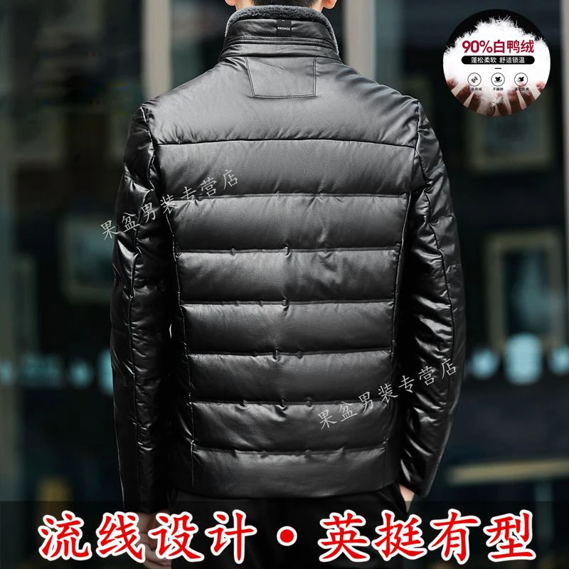 Men\'s Genuine Leather Jacket Winter Sheepskin Coat Man Down Jacket Male Luxury Brand Down Coats Puffer Jacket Men High Quality