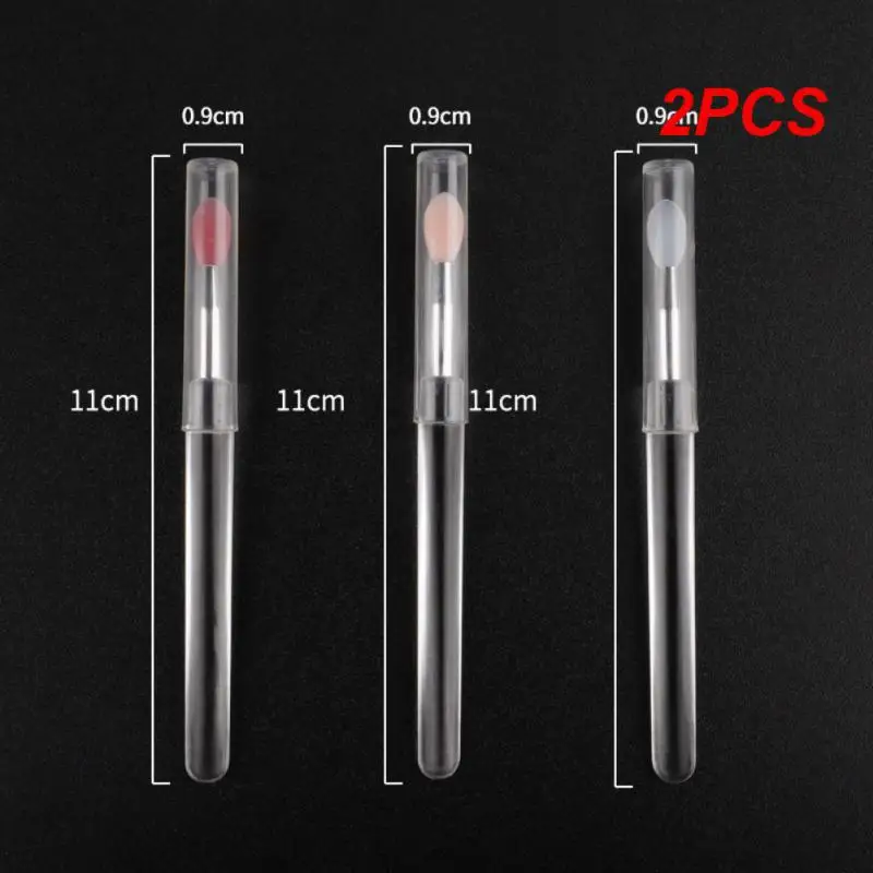 2 pçs alça transparente fácil de limpar durável portátil beleza tendência elegante entusiastas de maquiagem lavável escova labial sem manchas