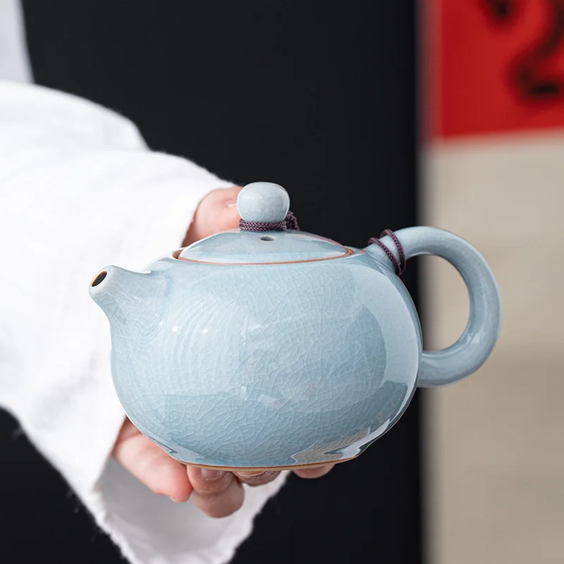 200ml Boutique Ge Kiln Gracked Glaze Ceramics Xishi Teapot Handmade Household Chinese Kung Fu Tea Set Accessories Drinkware Gift