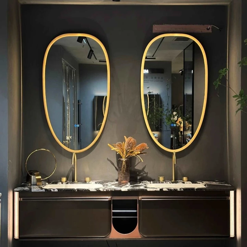 Light luxury hotel style bathroom cabinet combination luxury stone seamless ceramic basin toilet washstand hand washbasin