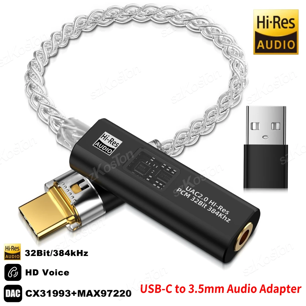 �y�Z�[�����zUSB-C - 3.5mm �I�[�f�B�I�A�_�v�^�[ �w�b�h�t�H���A���v DAC HiFi 32b/384kHz CX31993 MAX97220 �f���A���`�b�v���� Android iPhone iPad PC�Ή�