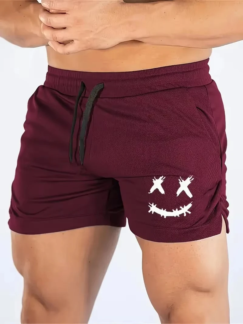 

Summer fitness breathable quick-dry shorts, suitable for men, printed pattern, loose fit, tight-fitting drawstring shorts, suita