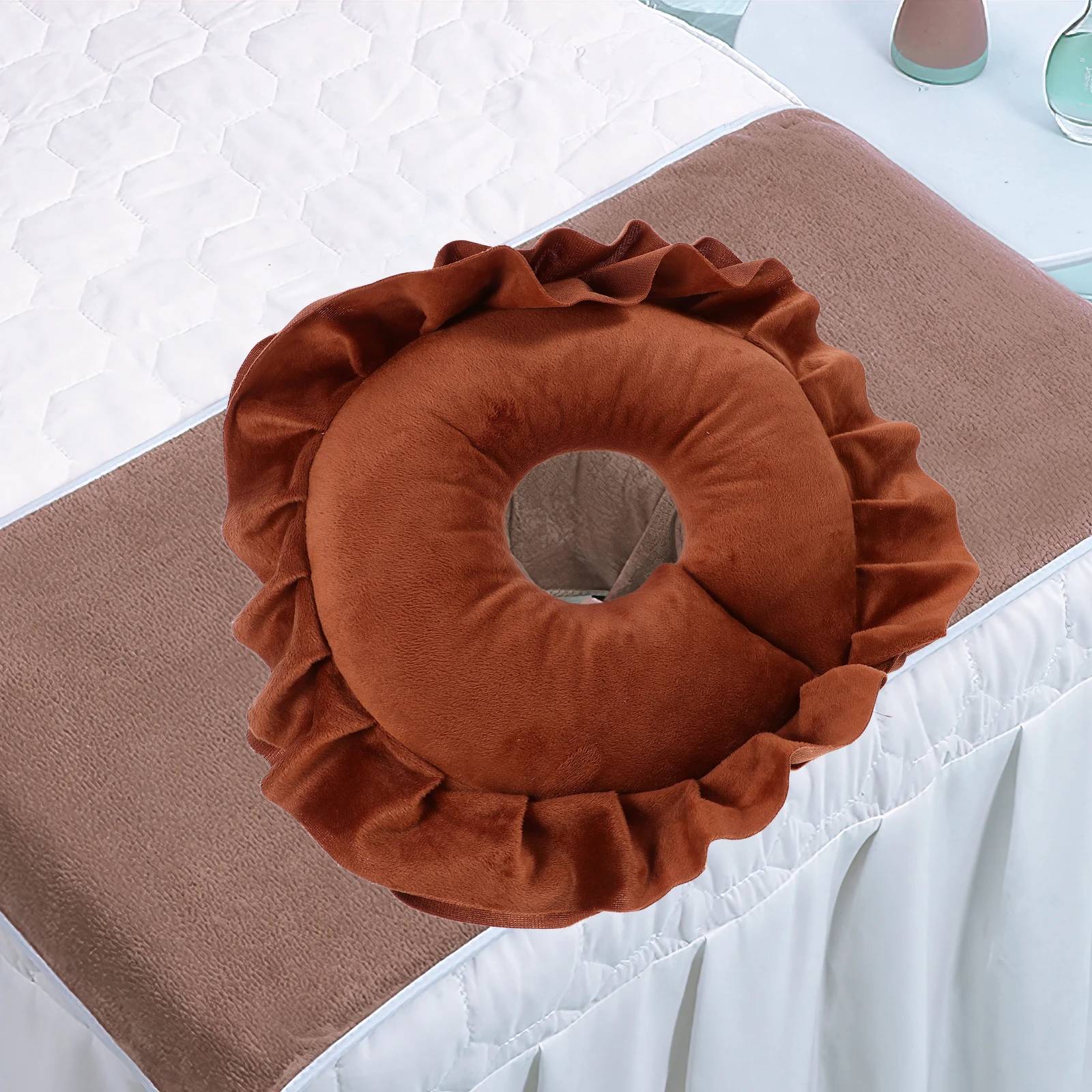 

-Shaped Headrest Pillow Detachable Washable Ergonomic Face Down Cushion for Massage Table Spa Bed Neck Support