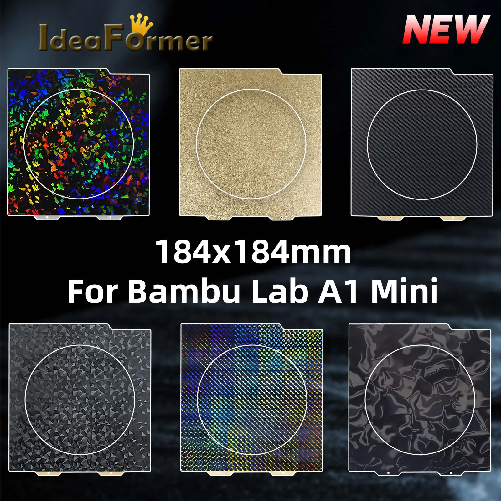 

A1 Mini Build Plate For Bambu Lab 184x184 Pey Heat Bed Bambulabs PEO Sheet H1H Plate Spring Steel Sheet Pei Sheet for Bambulab