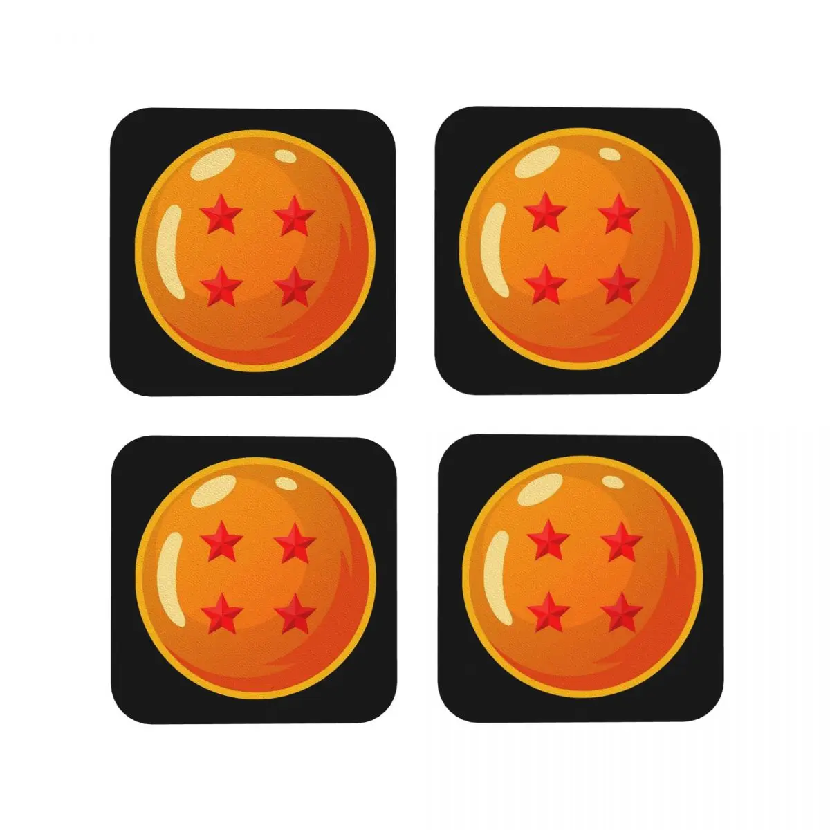 

DBZ - Four Star Dragonball Coasters Kitchen Placemats Waterproof Insulation Cup Coffee Mats For Home Tableware Pads Set of 4