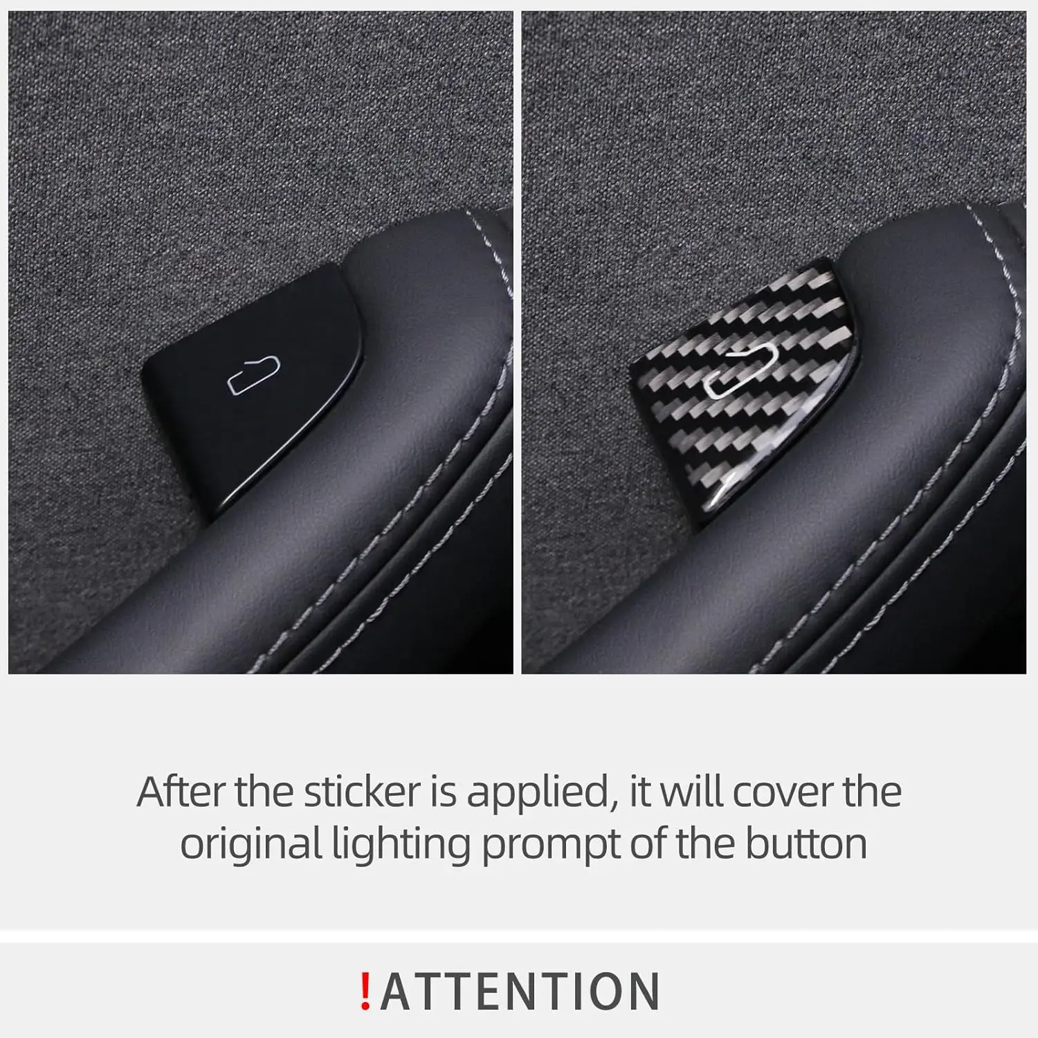 ملصق زر فتح الباب متوافق مع طراز تسلا 3 هايلاند موديل Y Juniper 2025 من ألياف الكربون مفتاح قفل الباب الداخلي