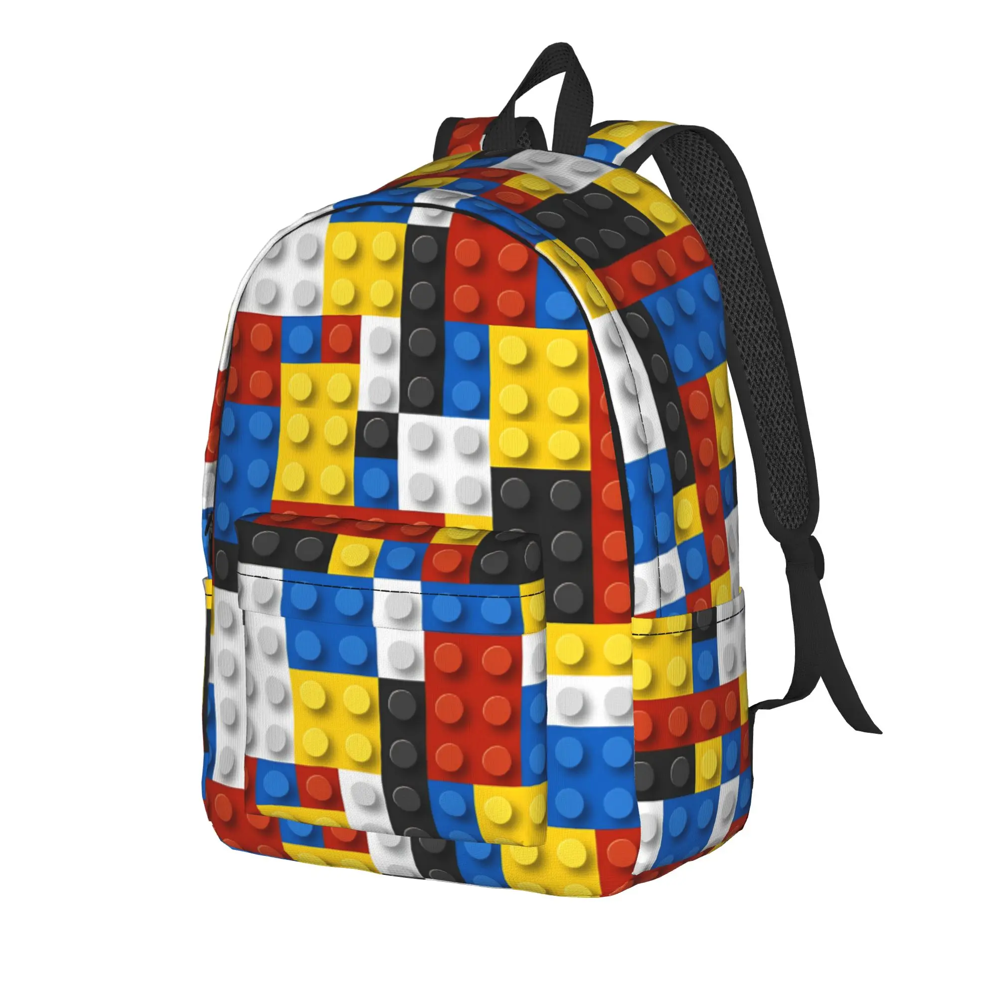 Mondrian Building Blocks Cool Backpack Durable Student Business  Daypack for Men Women Laptop Canvas Bags