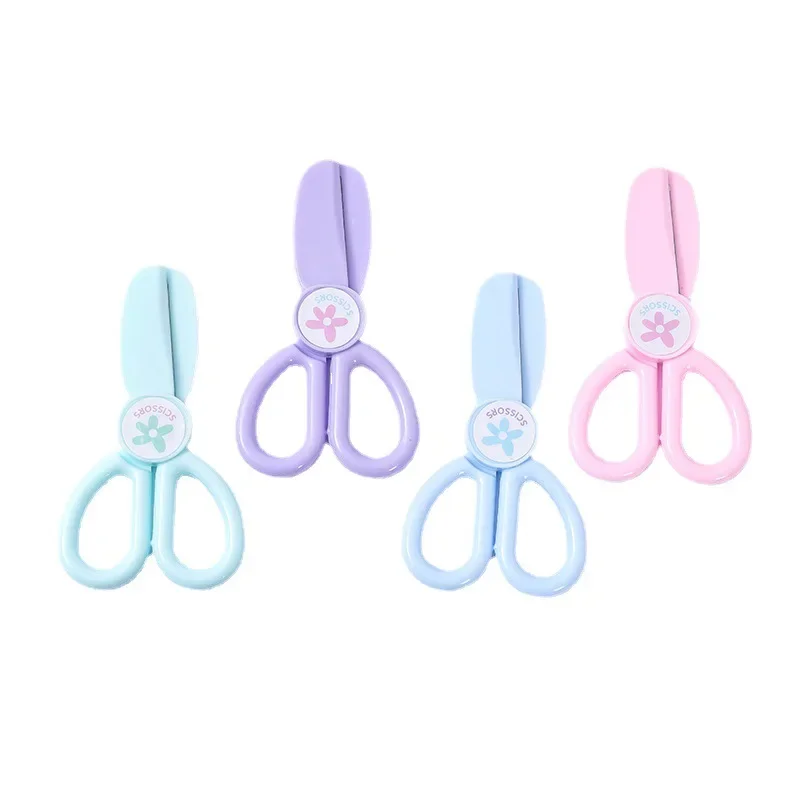 

2pcs Craft Scissors Round Head Plastic Safety Scissors Kindergarten Small Labor-saving Paper Cutting Tiny Scissors Cutter Kawaii