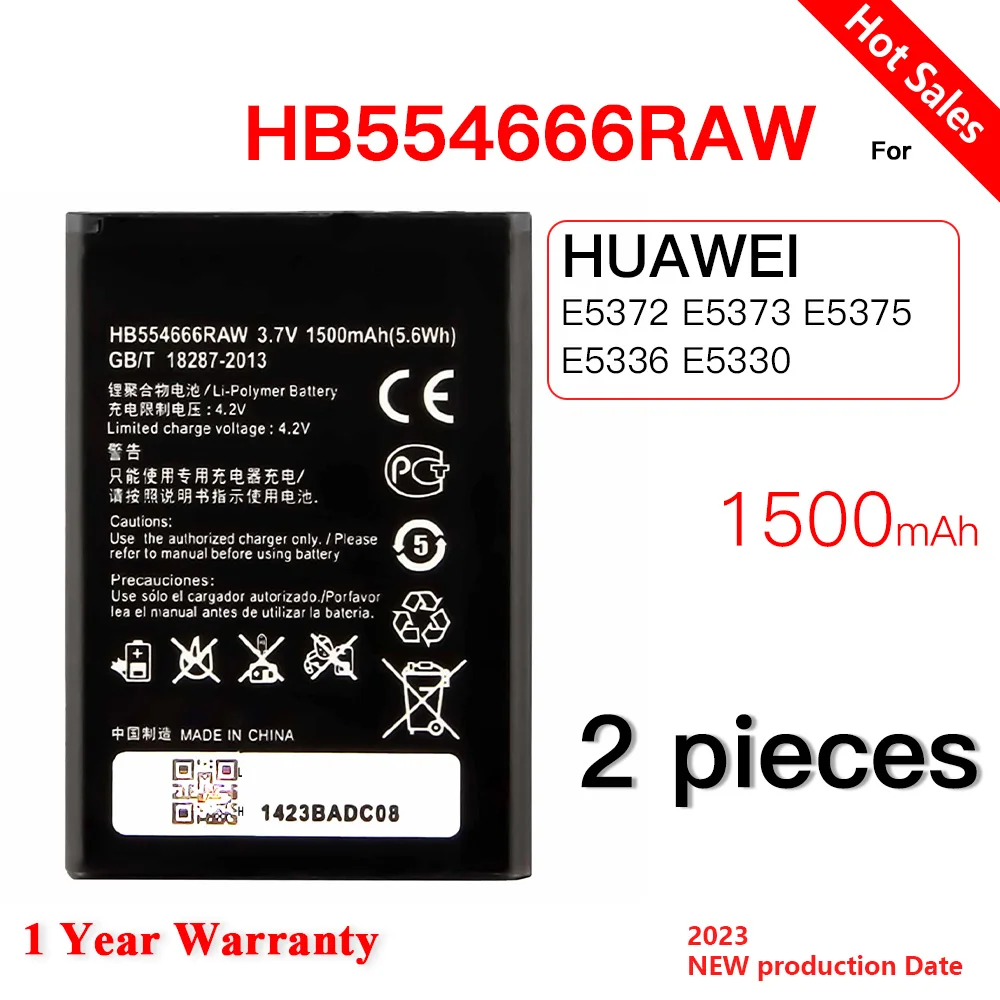 100% Orginal HB554666RAW 1500mAh Battery For HUAWEI 4G Lte portable WIFI Router E5372 E5373 E5375 EC5377 E5330 Batteries