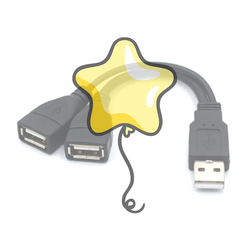 

USB 2.0 Splitter Y Cable 1 Male to 2 Female Extension Cord Power Adapter Converter for PC Car Data Transmission Charging Cable