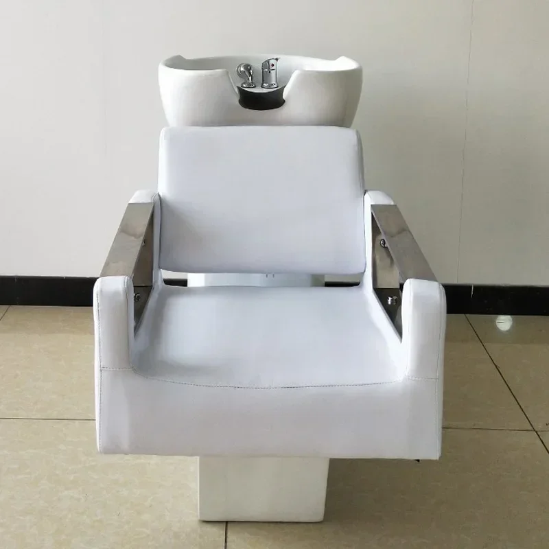 Barber Shop Shampoo Chair Flushing Bed Ceramic Basin Lying Half Simple Shampoo Chair