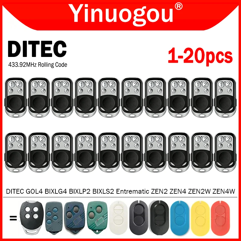 

For DITEC GOL4 Entrematic ZEN2 ZEN2W ZEN4 ZEN4W BIXLG4 BIXLP2 BIXLS2 Garage Door / Gate Remote Control 433.92MHz Rolling Code